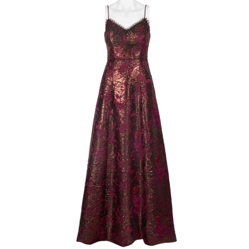 Aidan Mattox Jacquard Floral Maxi Formal Dress